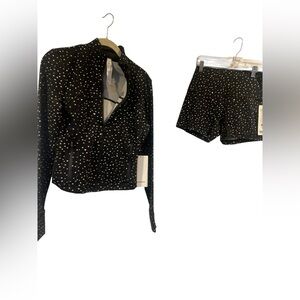 NWT Lululemon define cropped & shorts set HEART SCATTER DOT BLACK Size 8
